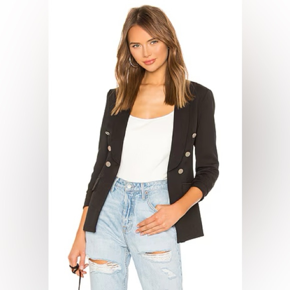 Superdown Black Blazer with Silver Buttons